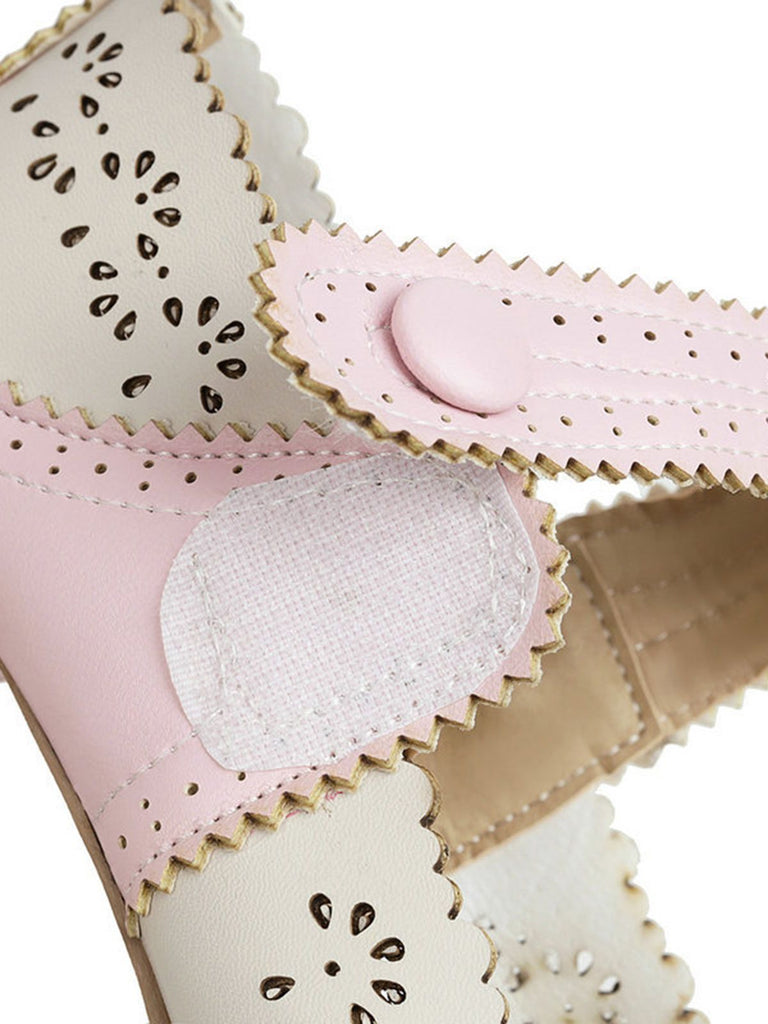 Retro Hollow Out Ankle Strap High Heels Shoes