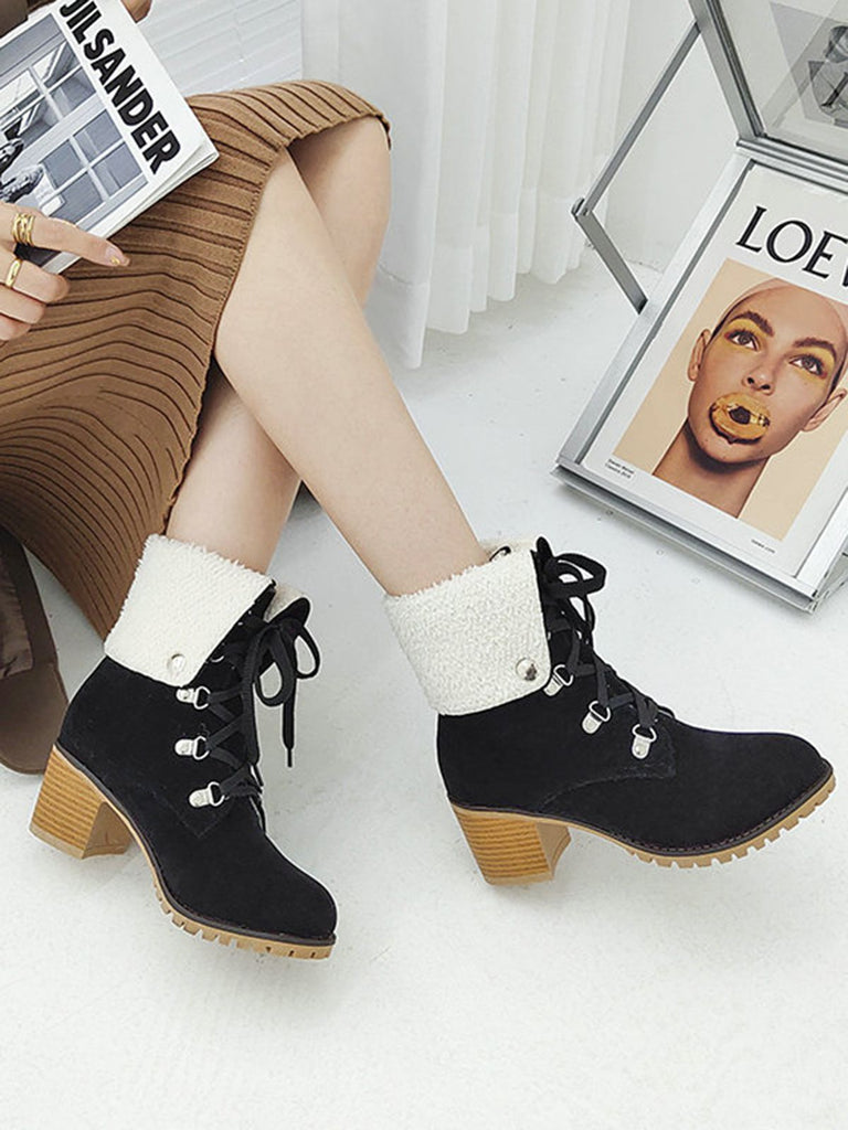 Retro Solid Lace-up Martin Boots