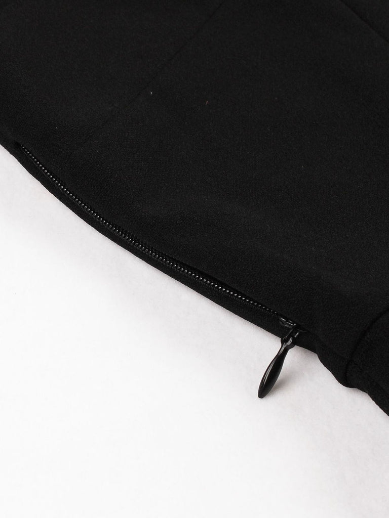 Black 1950s Lace Ruffle Swing Dress