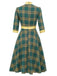 Green 1950s Bowknot Tie Plaid Dress