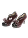 Retro Patchwork Ankle French Heel Shoes