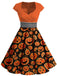Orange 1950s Costume Dress, classic 1950s style elegant retro fashion - Image 1