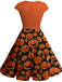 Orange 1950s Costume Dress, classic 1950s style elegant retro fashion - Image 2