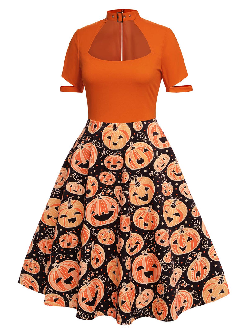 pumpkin dress Halloween Swing for Women Orange boning Covered in sparkling orange Jiffy Cornbread Dressing with Color:Light Oak