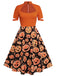 Orange 1950s Halloween Pumpkin Swing Dress, vintage dress, retro fashion, rockabilly, pin-up fashion - perfect for women who love vintage and retro fashion