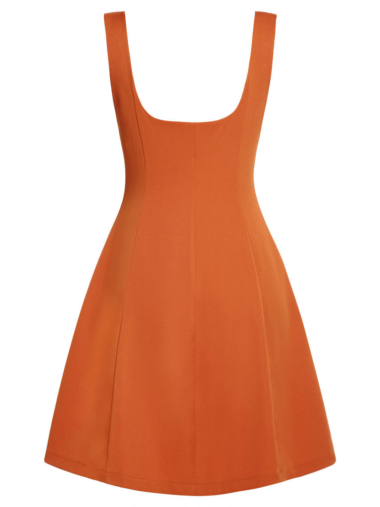 Orange 1960s Button A-Line Suspender Skirt, vintage skirt, retro style - perfect for women who love vintage and retro fashion