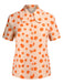 Orange 1960s Floral Short Sleeves Shirt, vintage fashion, retro style - perfect for women who love vintage and retro fashion