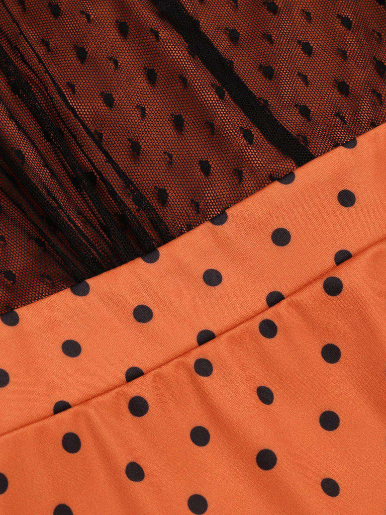 Orange 1960s Illusion Bodycon Dress, classic 1960s style elegant retro fashion - Image 6