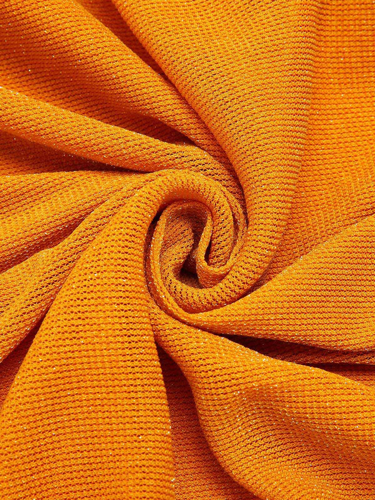 Orange 1960s Solid Folds Halter Pencil Dress, vintage dress, retro fashion - perfect for women who love vintage and retro fashion