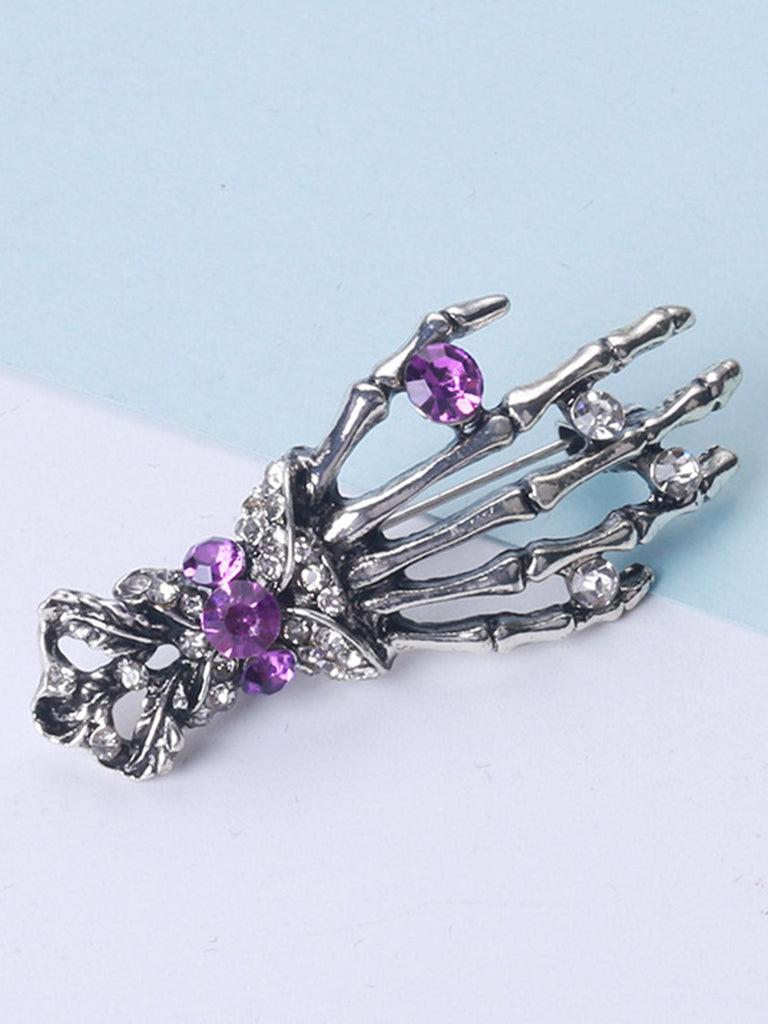 Retro Halloween Skeleton Hand Brooch
