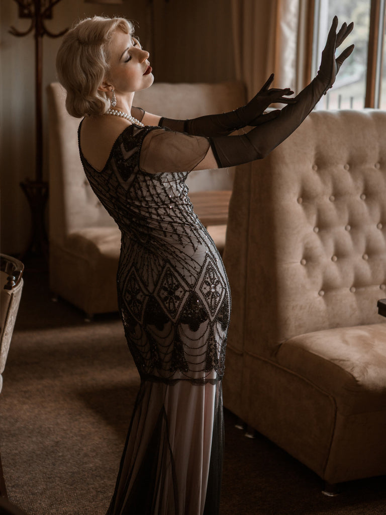 Pink 1920s Cap Sleeve Sequin Evening Dress — vintage elegance for the modern woman