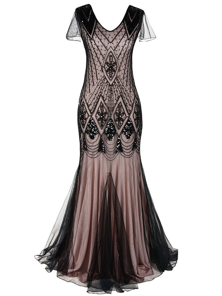 Pink 1920s Cap Sleeve Sequin Evening Dress — vintage elegance for the modern woman