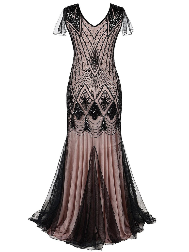 Pink 1920s Cap Sleeve Sequin Evening Dress: timeless style reimagined