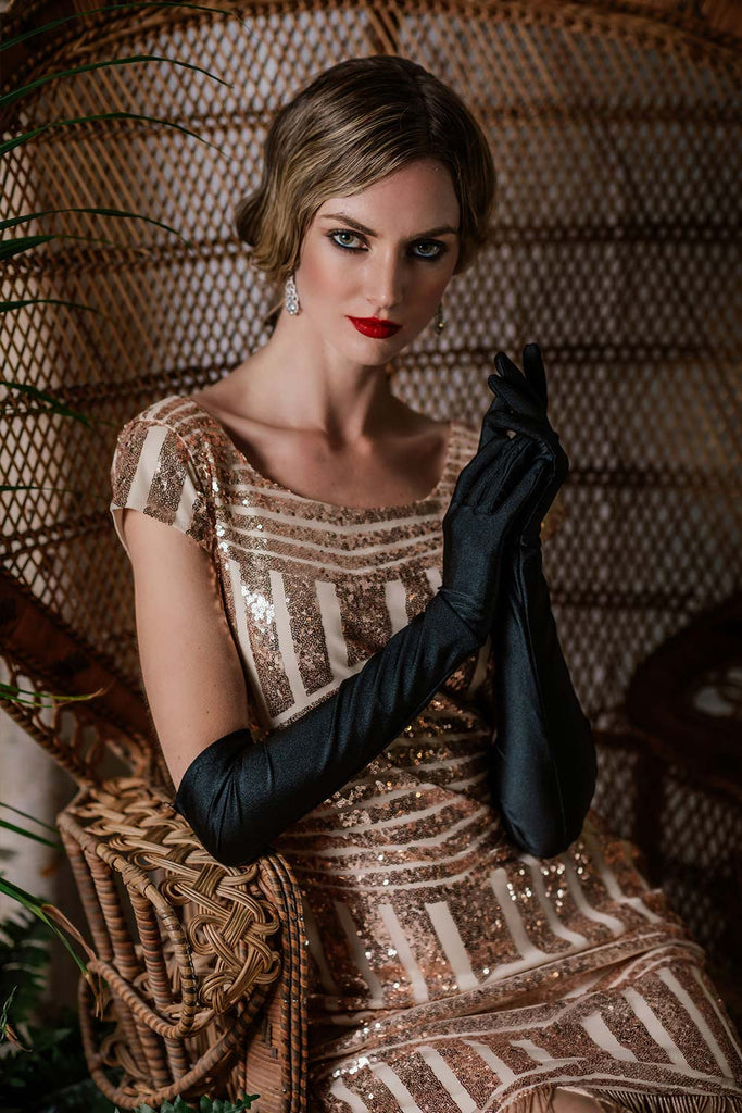 Pink 1920s Sequin Fringed Dress — a 1920s silhouette that turns sidewalks into runways