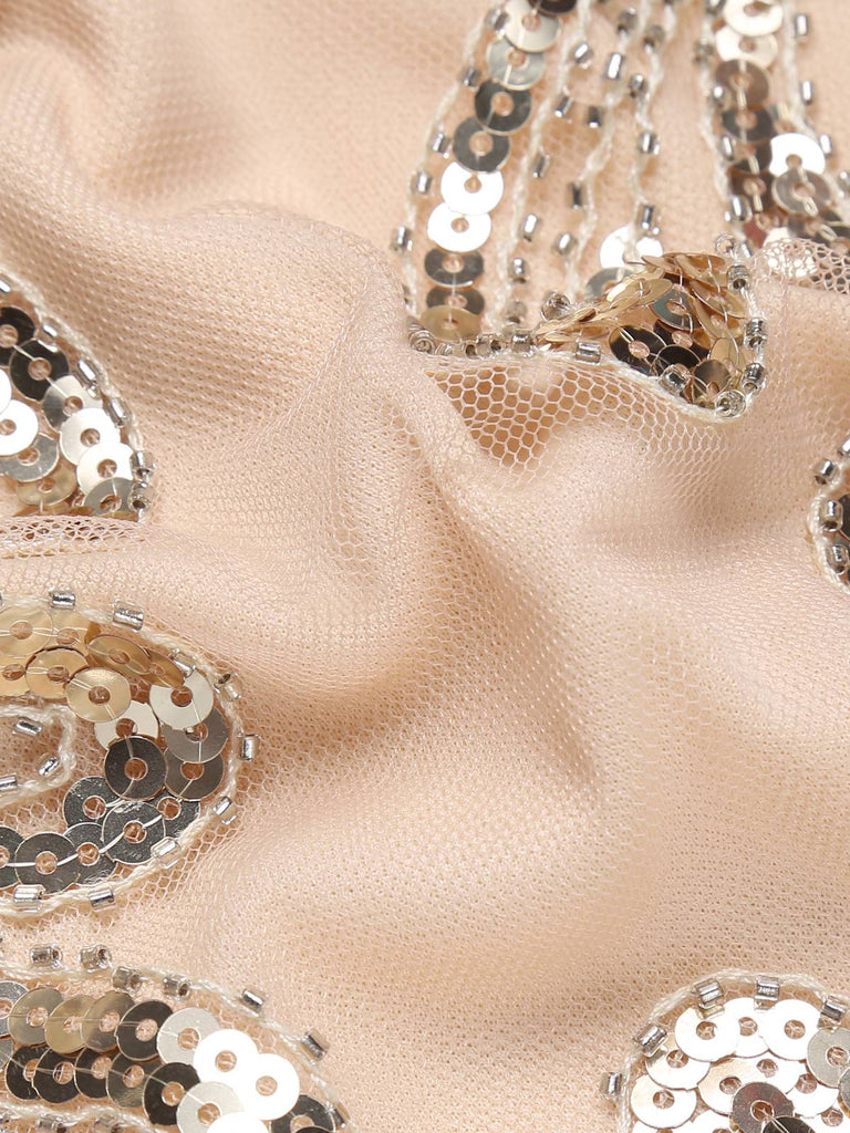 Pink 1920s Sequined Foral Sleeveless Dress: timeless style reimagined