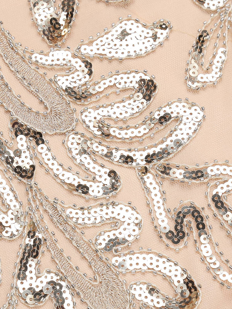 Pink 1920s Sequined Foral Sleeveless Dress — vintage elegance for the modern woman