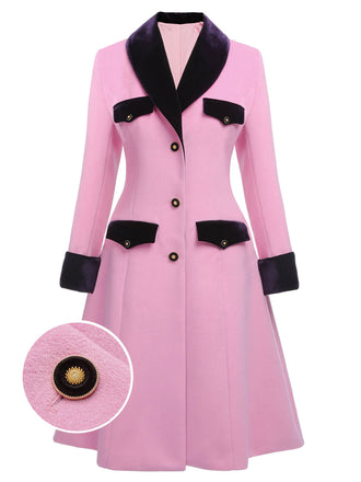 Pink 1930s Velvet Patchwork Button Coat - vintage fashion, retro style
