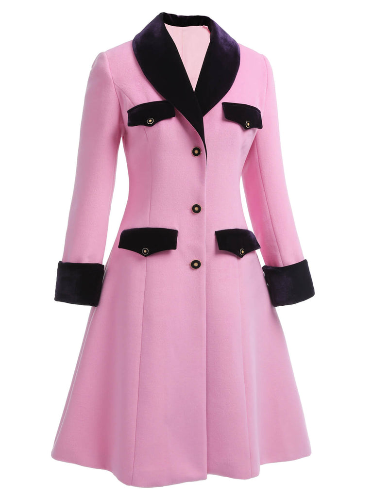 Pink 1930s Velvet Patchwork Button Coat — vintage elegance for the modern woman