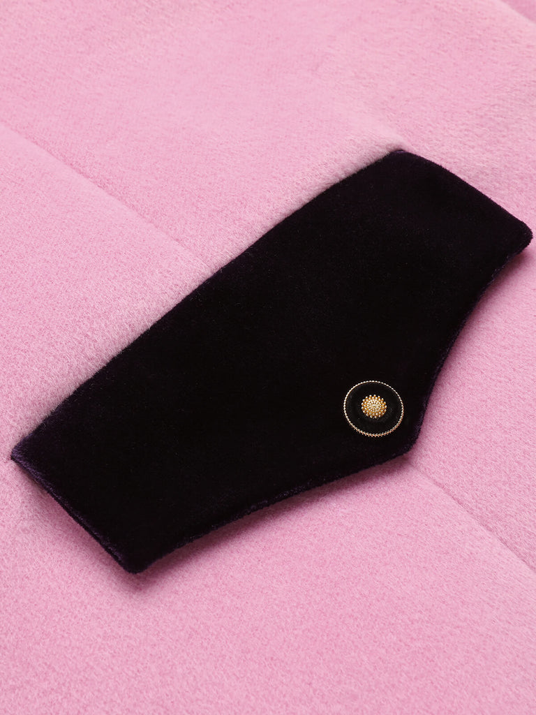 Pink 1930s Velvet Patchwork Button Coat — vintage elegance for the modern woman