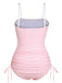 Pink 1940s Rose Strap One-piece Swimsuit, vintage swimsuit, pin-up swimwear - perfect for women who love vintage and retro fashion