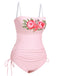Pink 1940s Rose Strap One-piece Swimsuit, vintage swimsuit, pin-up swimwear - perfect for women who love vintage and retro fashion