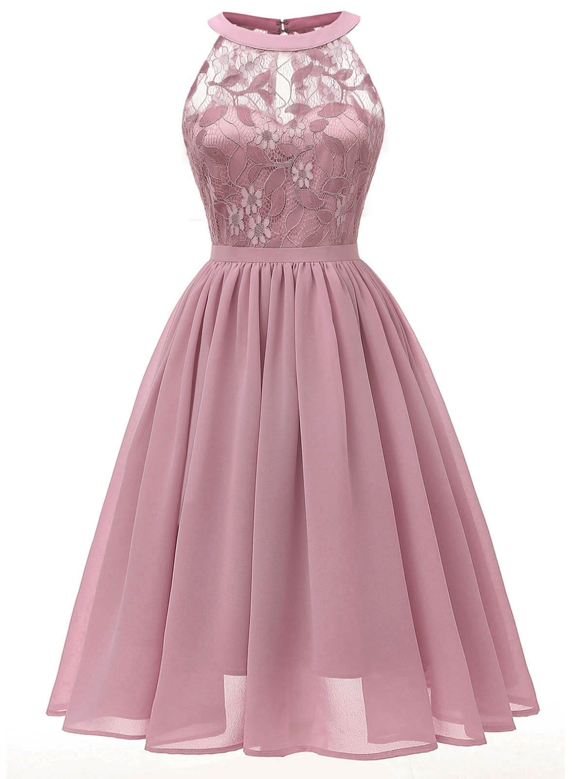 A-Line Cocktail Dress 2025 Pink Sleeveless Scoop Chiffon
