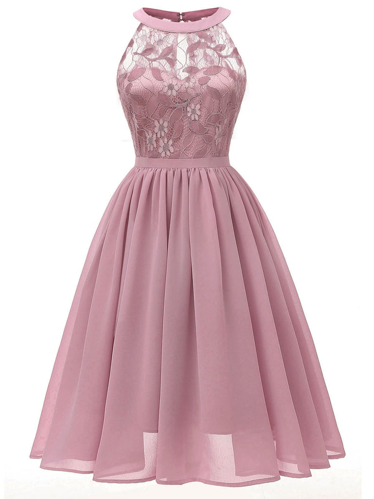 Pink 1950s Floral Lace Swing Dress: timeless style reimagined
