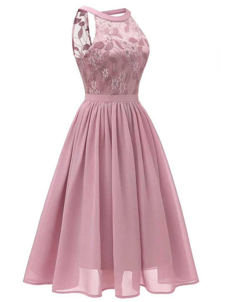 Pink 1950s Floral Lace Swing Dress — vintage elegance for the modern woman