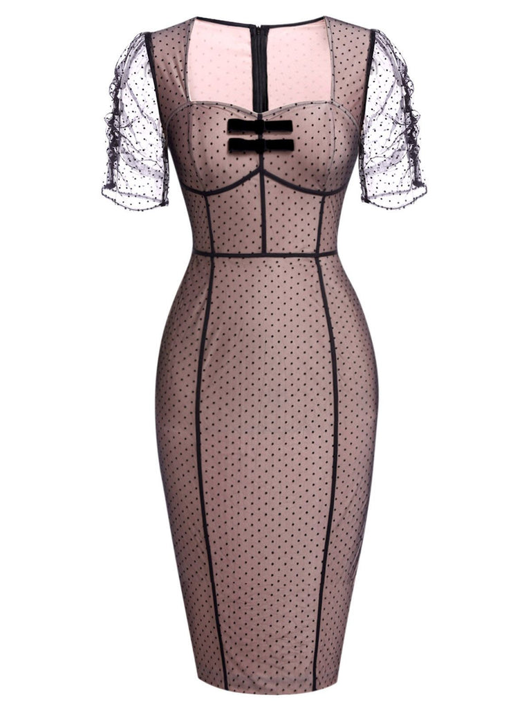 1960s Polka Dot Mesh Pencil | 1960s | vintage dress, retro fashion