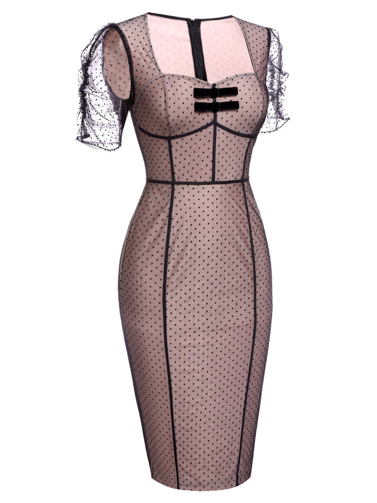 1960s Polka Dot Mesh Pencil | 1960s | vintage dress, retro fashion