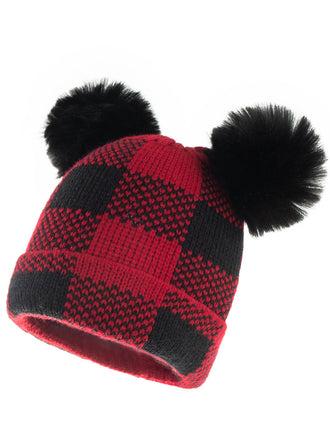 & Plaid Hairball Knitted Parent Hat: timeless style reimagined