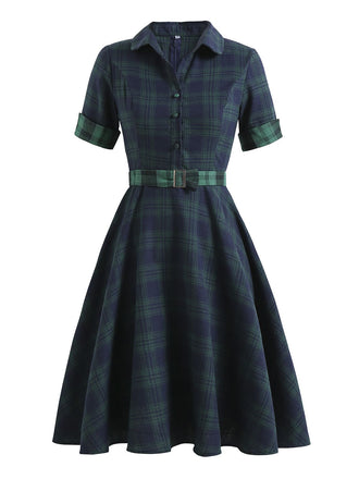 Plaids 1950s Buttoned Belted Swing Dress: timeless style reimagined
