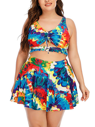 Plus Size 1940s Floral Skirted Bikini Set: timeless style reimagined