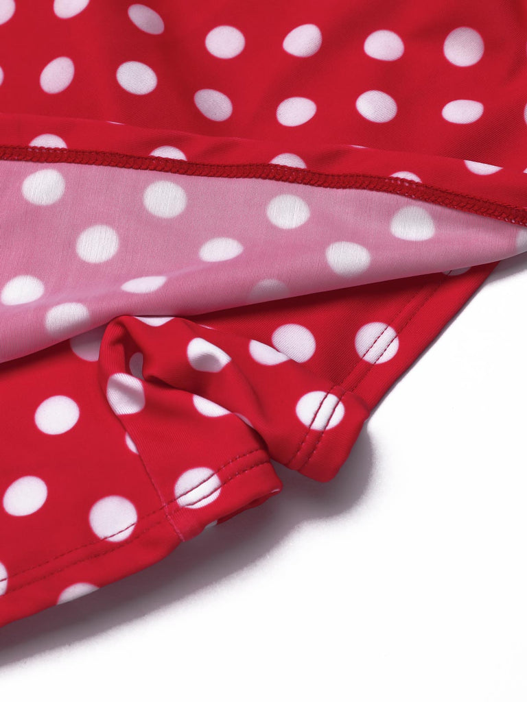 Red 1940s Polka Dot Strap One-Piece Swimsuit — vintage elegance for the modern woman