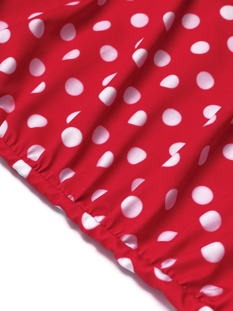 Red 1940s Polka Dot Strap One-Piece Swimsuit: timeless style reimagined