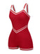 Red 1940s Solid Patchwork V-Neck Swimsuit, vintage swimsuit, pin-up swimwear - perfect for women who love vintage and retro fashion