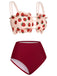 Red 1940s Strawberry Mesh Strap Swimsuit, vintage swimsuit, pin-up swimwear - perfect for women who love vintage and retro fashion