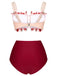 Red 1940s Strawberry Mesh Strap Swimsuit, vintage swimsuit, pin-up swimwear - perfect for women who love vintage and retro fashion