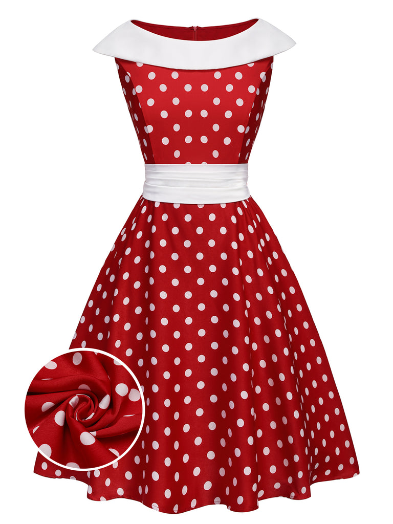 Red 1950s Dots Patchwork Swing Dress: timeless style reimagined