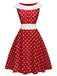 Red 1950s Dots Patchwork Swing Dress, vintage dress, retro fashion, rockabilly, pin-up fashion - perfect for women who love vintage and retro fashion