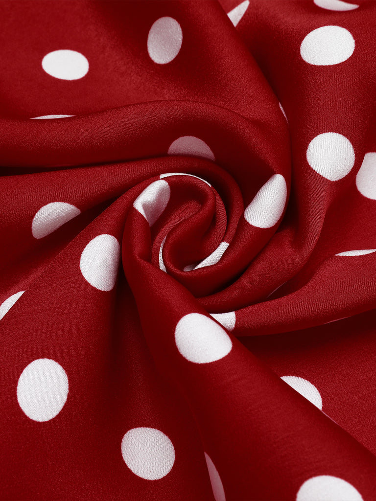 Red 1950s Dots Patchwork Swing Dress, vintage dress, retro fashion, rockabilly, pin-up fashion - perfect for women who love vintage and retro fashion