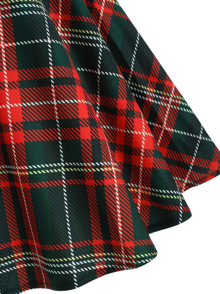 Red 1950s Plaid Bow Swing Dress: timeless style reimagined
