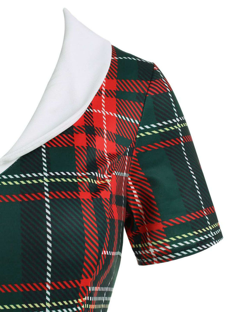Red 1950s Plaid Bow Swing Dress — vintage elegance for the modern woman