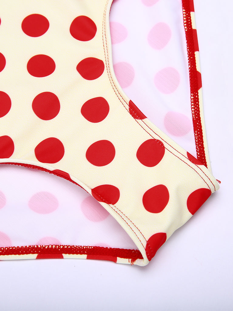 Red 1950s Polka Dots Halter Bikini Set: timeless style reimagined