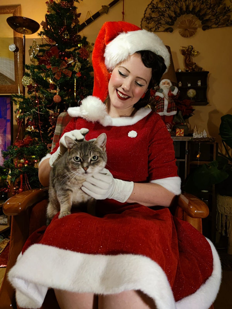 Christmas Mrs Claus Costume Corduroy Furry Trim Long Sleeves Dress Red Christmas Mrs Claus Costume Corduroy Furry Trim Long Sleeves Dress Red