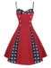 Red 1950s Stars Patchwork Strap Dress: timeless style reimagined