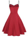 Red 1950s Stars Patchwork Strap Dress: timeless style reimagined