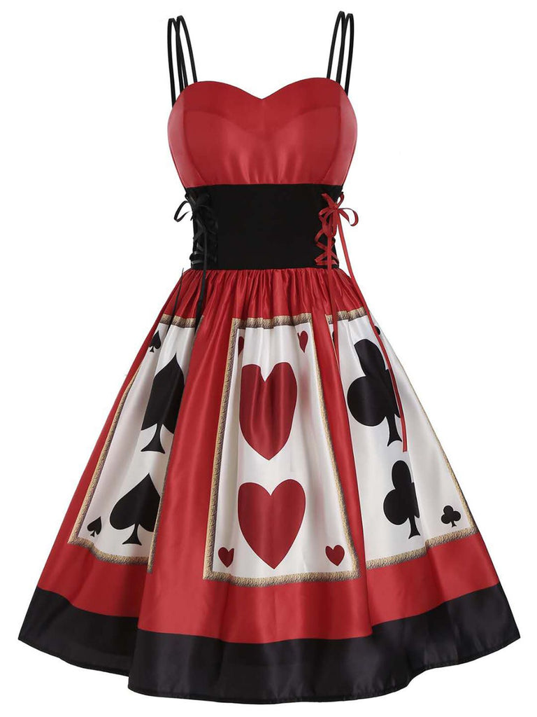 Red 1950s Strap Poker Costume Dress — vintage elegance for the modern woman