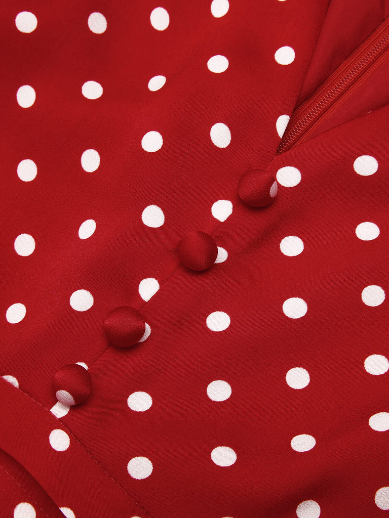 Red 1960s Dots V-Neck Pencil Dress — vintage elegance for the modern woman