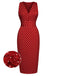 Red 1960s Dots V-Neck Pencil Dress — vintage elegance for the modern woman